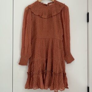 Anthropologie Dalia Pink Rose Smocked Long Sleeve